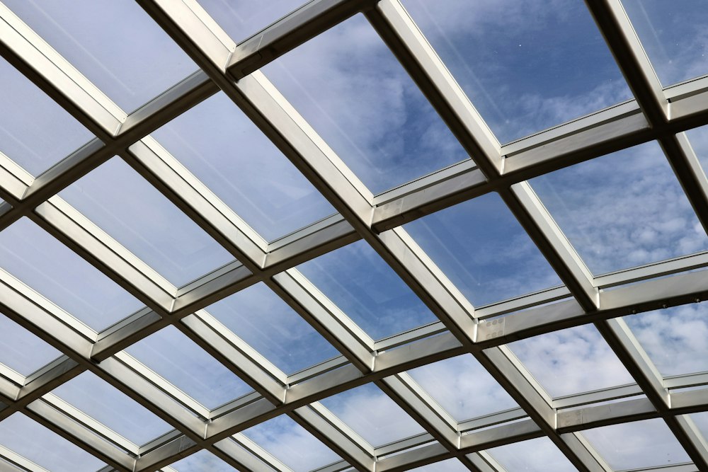 Techo transparente sobre estructura en grilla